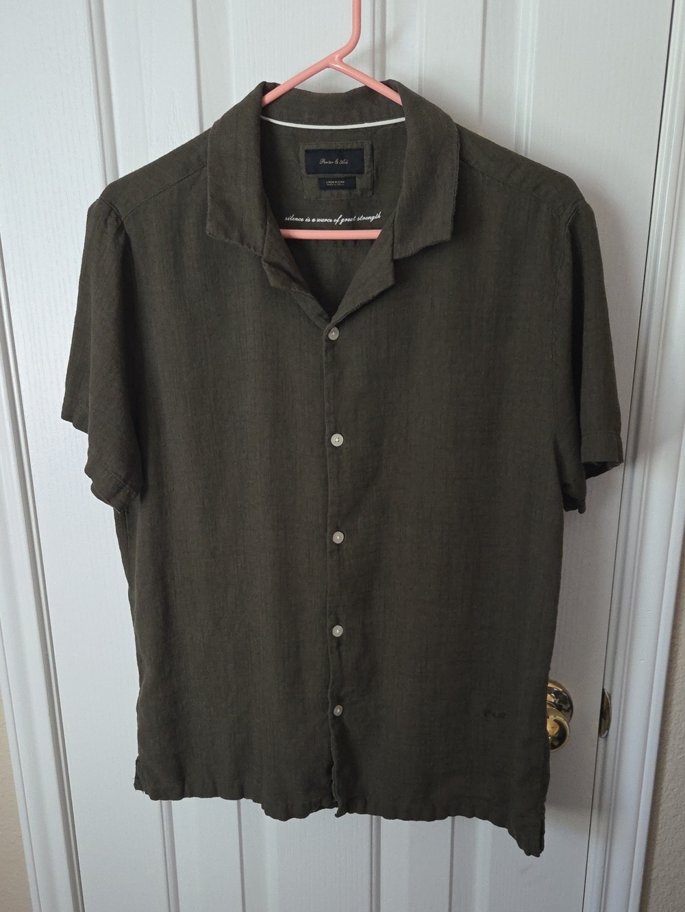 Men's Casual PORTER & ASH Short-Sleeve Button-Down Shirt in Olive